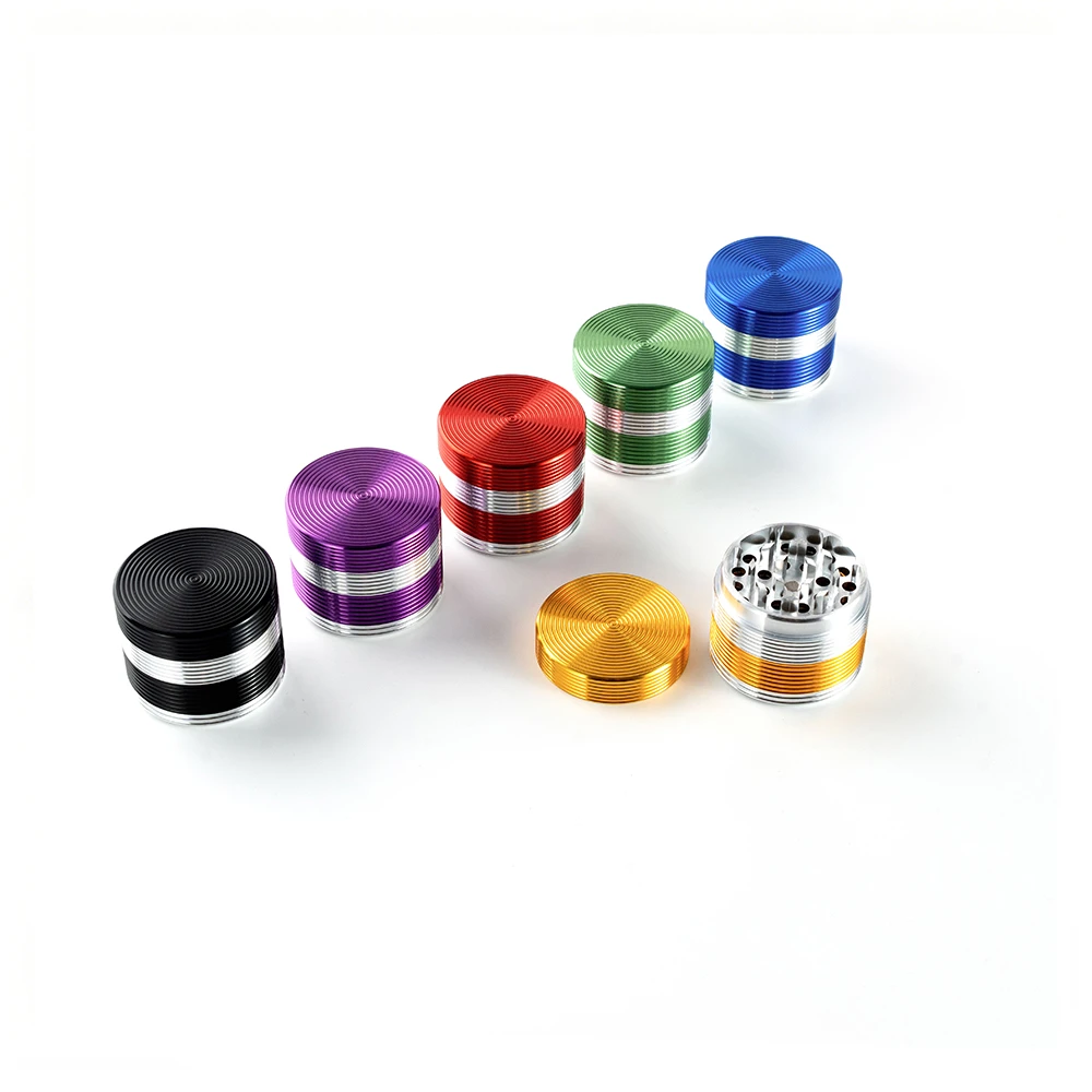 Concentric Spiral Stripe 4 Layer Aluminum Herb Grinder