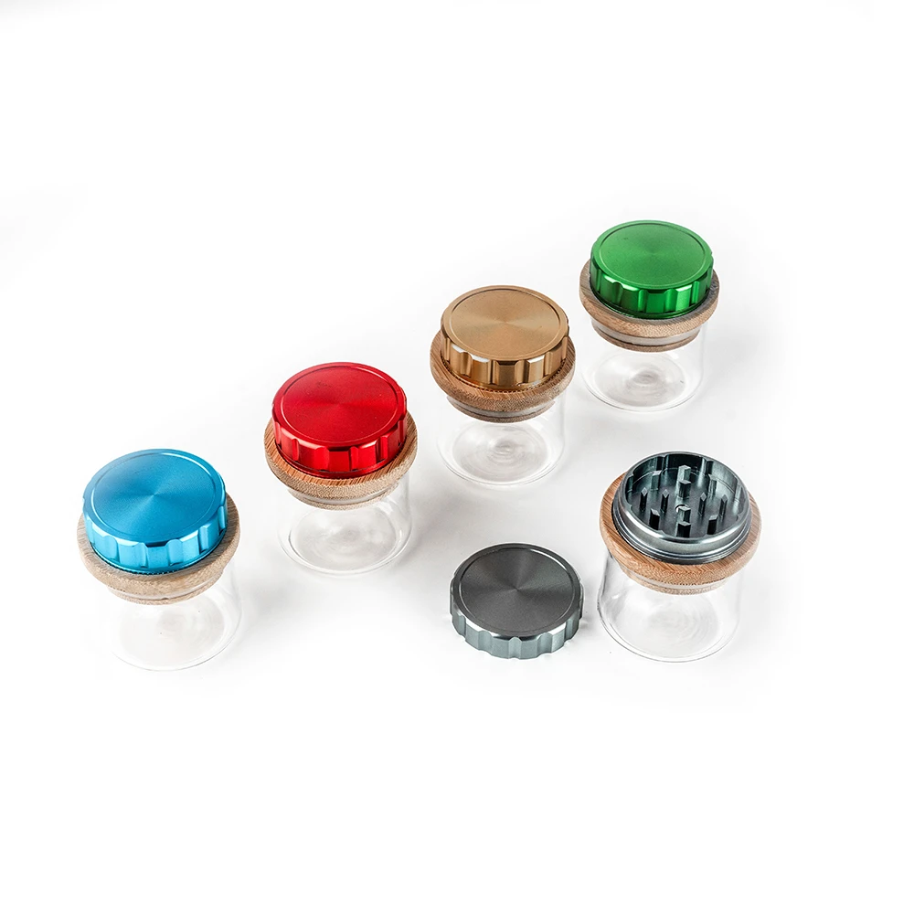 Glass Storage Jar with Aluminum Herb Grinder Lid