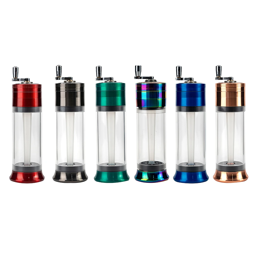 Vertical Hand Crank Transparent Herb Grinder