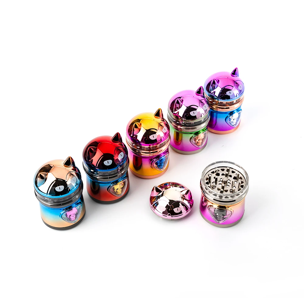 Electroplated Gradient Cat Zinc Alloy Herb Grinder
