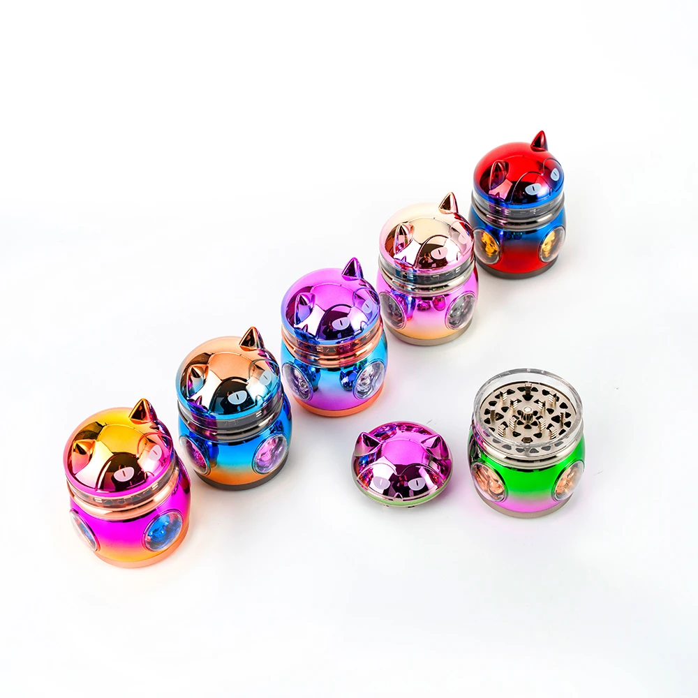 Dual Window Gradient Cat Zinc Alloy Herb Grinder