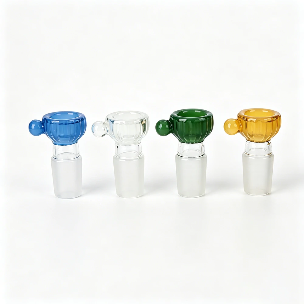 Pumpkin Ribbed Side Ball Glass Bowl For Bongs