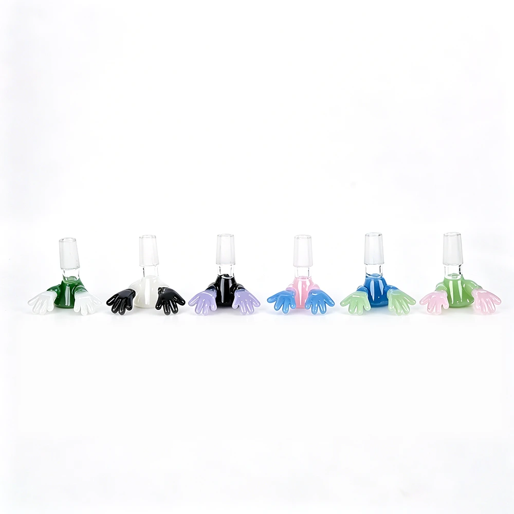 Dual Open Palm Cartoon Glass Bowl For Bongs