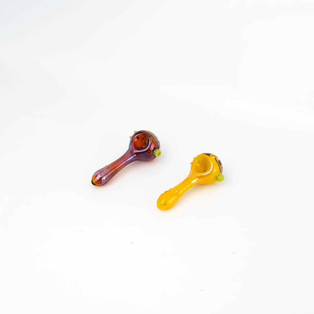 Amber & Bright Yellow Solid Glass Spoon Pipe