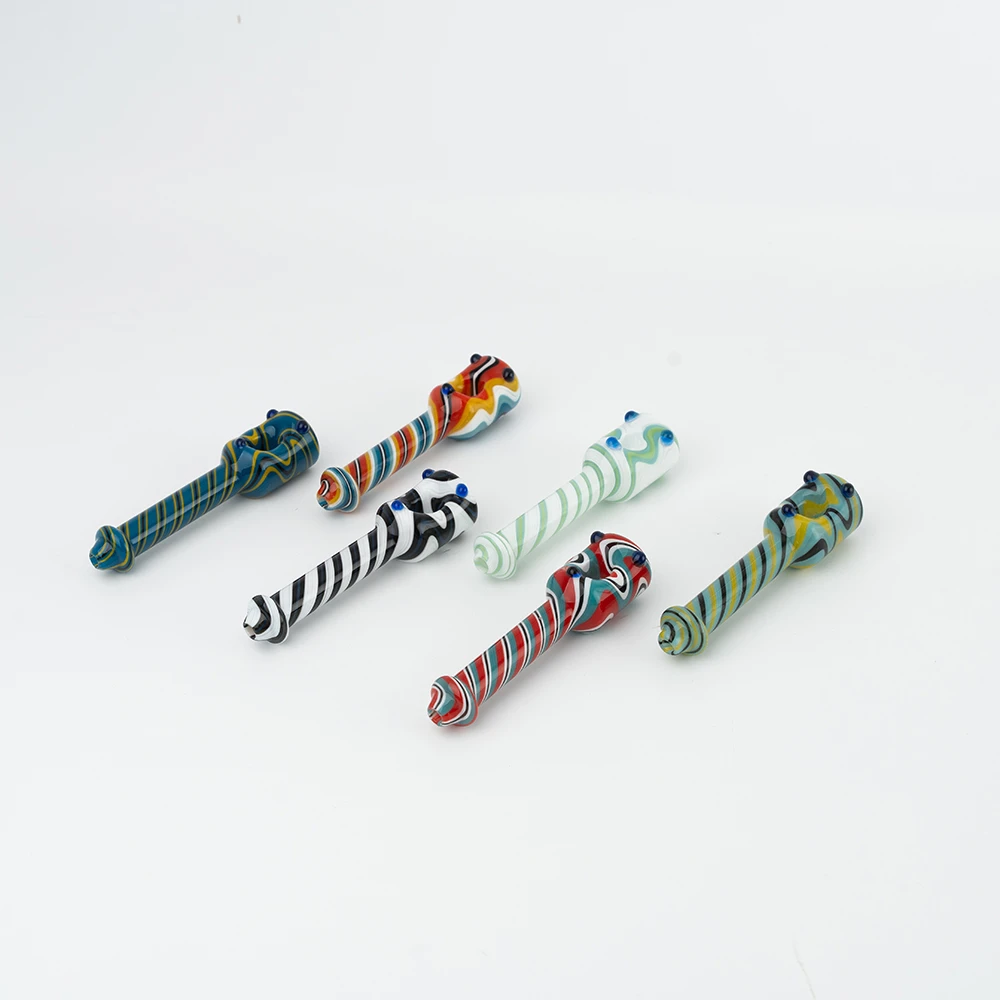 Multi-Stripe Wig Wag Spoon Glass Hand Pipe
