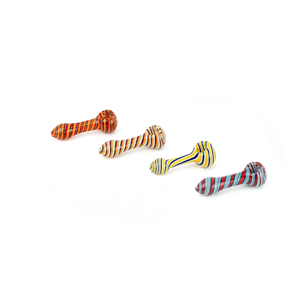 Vertical Stripe Wig Wag Spoon Glass Hand Pipe