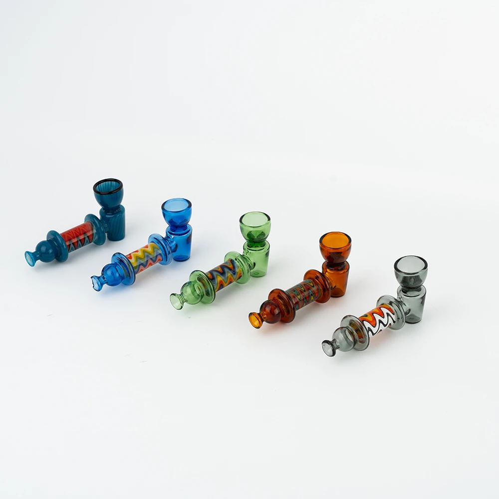 Two-Tone Cylinder Wig Wag Inline Glass Hand Pipe