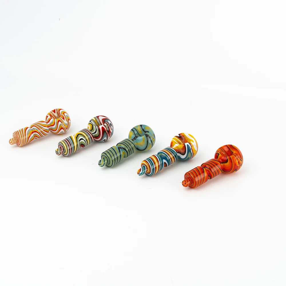 Twisted Ribbed Wig Wag Spoon Glass Hand Pipe