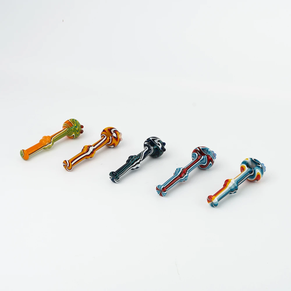 Dual Bulb Wig Wag Swirl Spoon Glass Hand Pipe