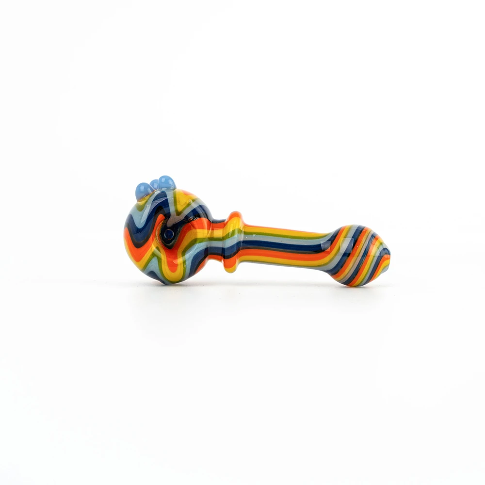 Full Rainbow Wig Wag Striped Spoon Glass Hand Pipe