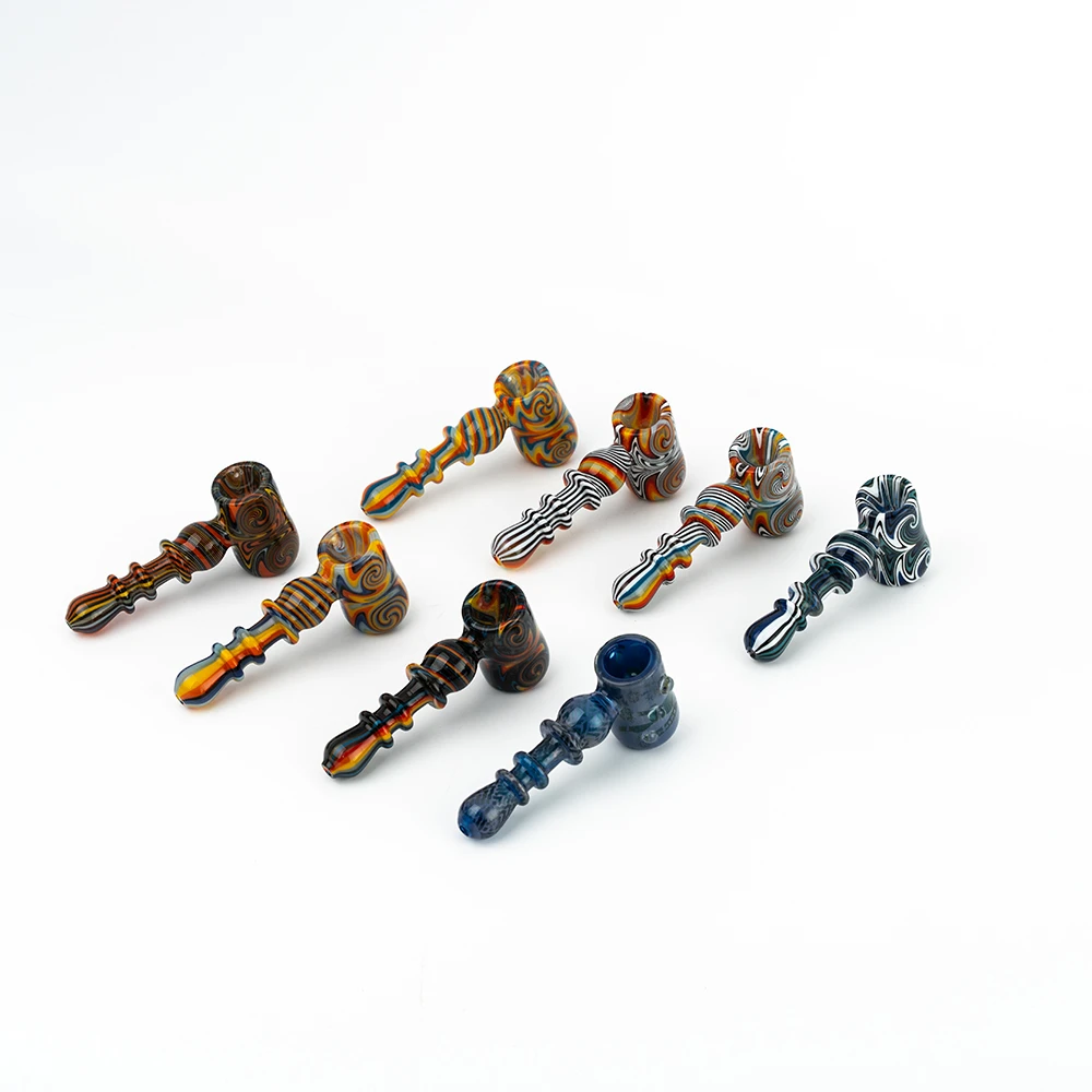 Wig Wag Swirl Hammer Shape Glass Hand Pipe