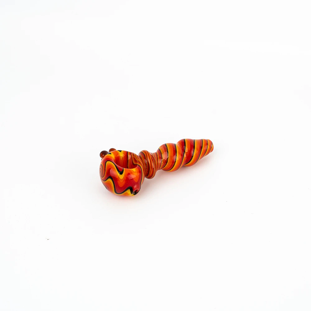 Twisted Rib Fire Wig Wag Glass Spoon Hand Pipe