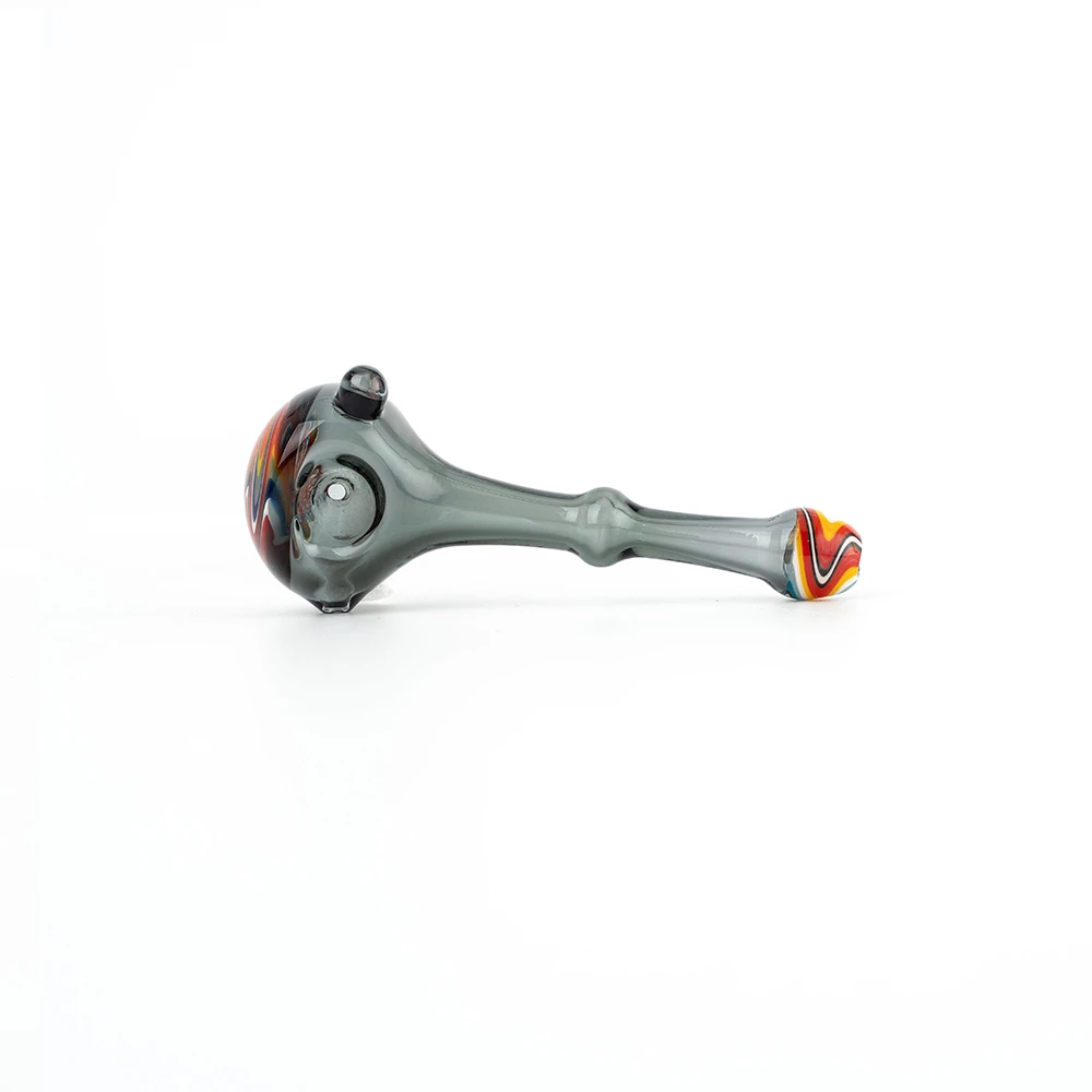 Smoke Grey Single Bulb Wig Wag Tip Spoon Glass Pipe