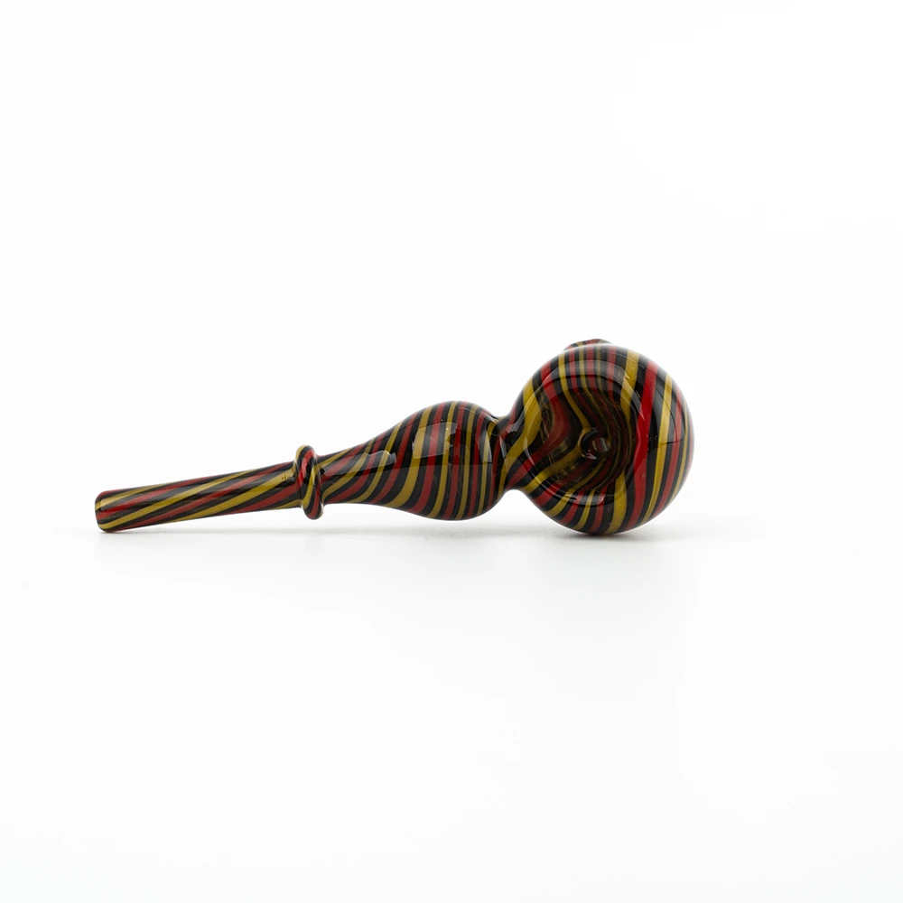 Gourd Shaped Vertical Strip Glass Spoon Hand Pipe