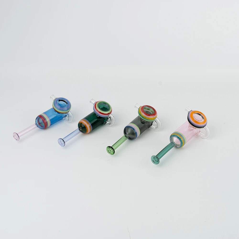 Cylinder Rainbow Ring Inline Glass Hand Pipe
