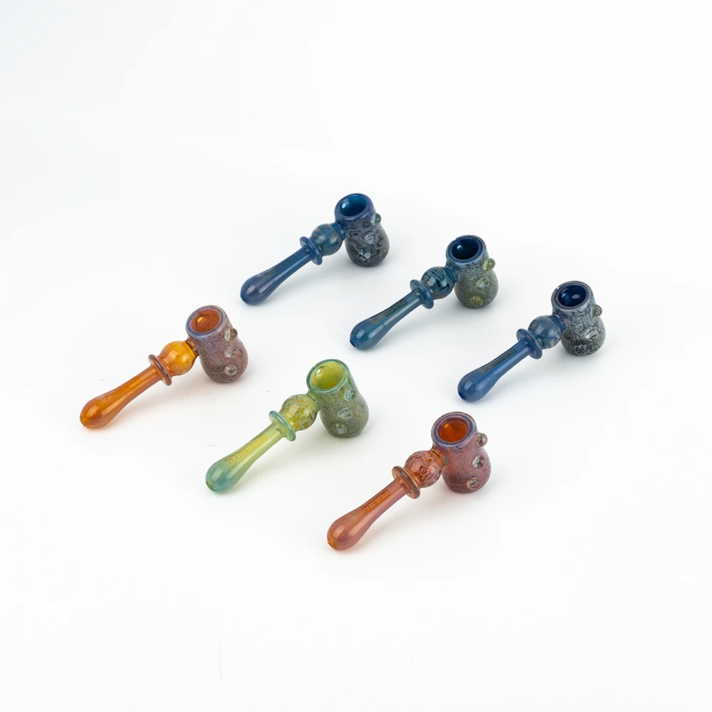 Multicolor Frosted Textured Hammer Style Borosilicate Glass Hand Pipe
