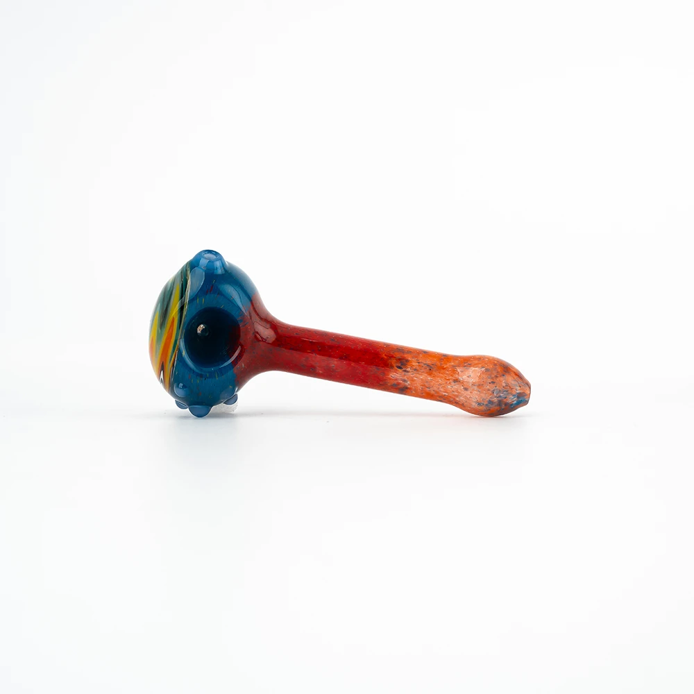 Contrast Color Spoon Glass Pipe With Raised Dot Decorations
