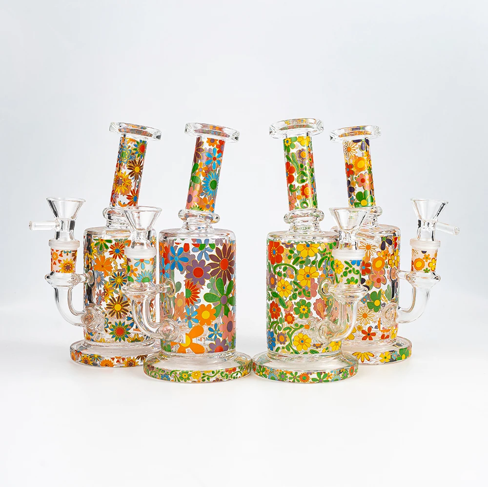 Print Straight Percolator Borosilicate Glass Bong