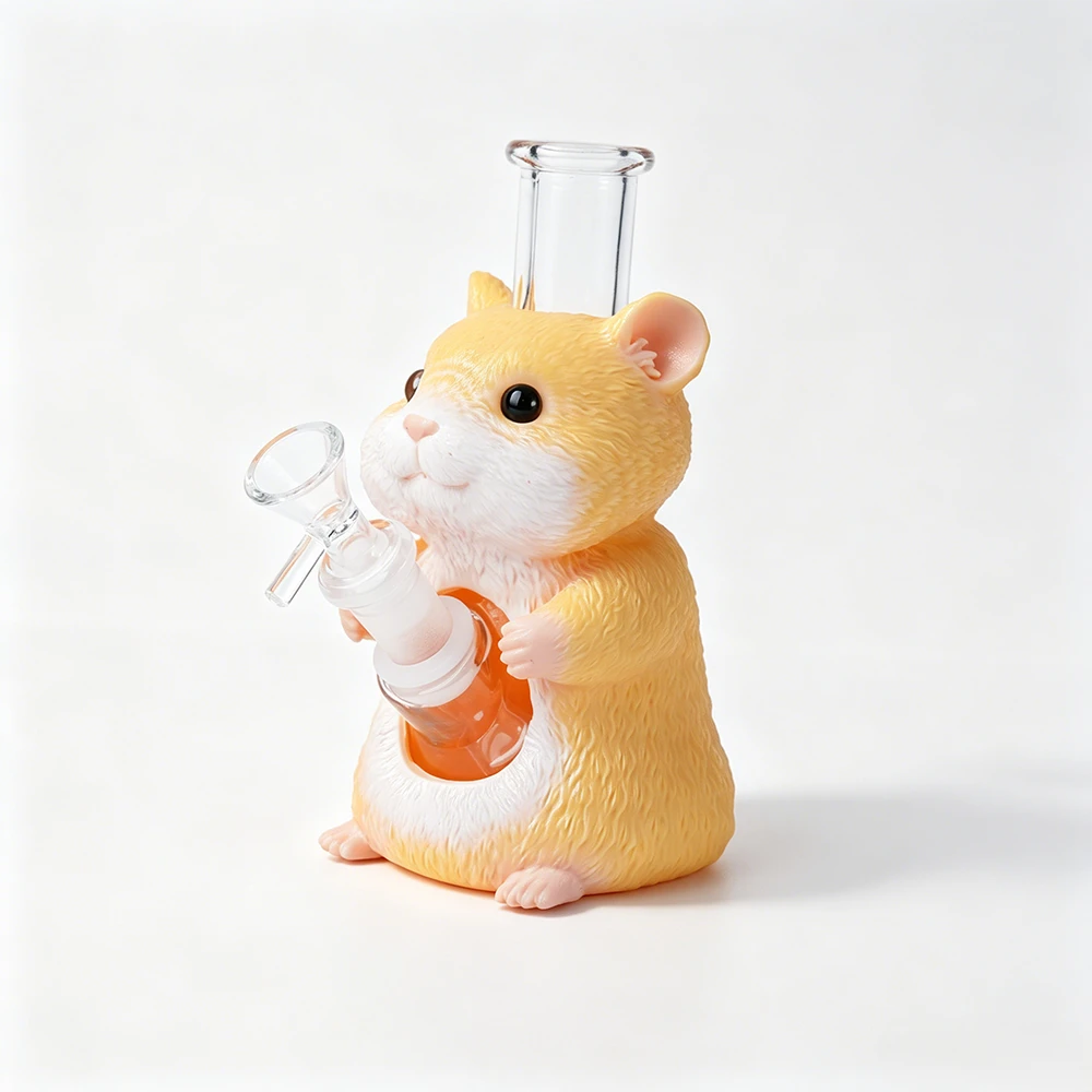 Cute Golden Hamster PVC Glass Bong