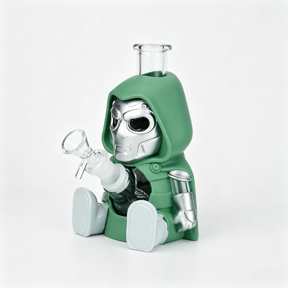 Hooded Metallic Mask PVC Glass Bong