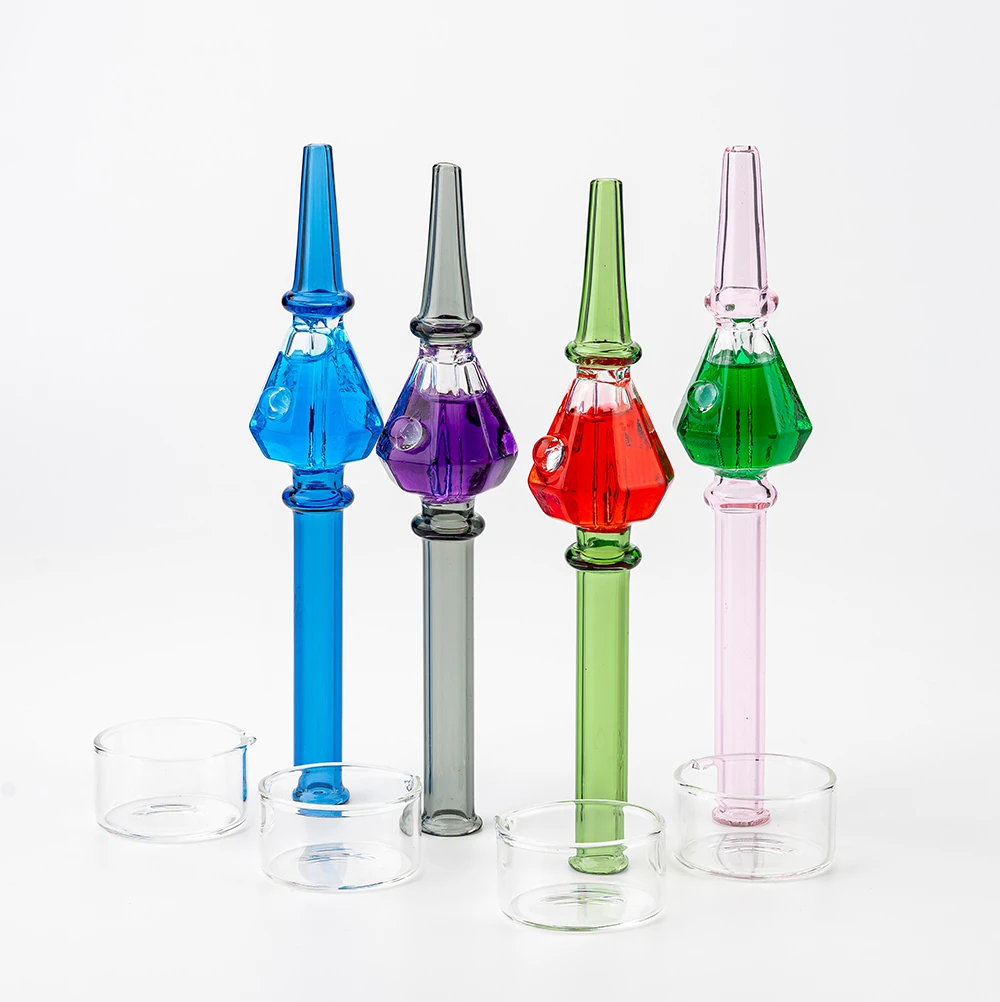 Faceted Diamond Glass Oil Straw Nectar Collector