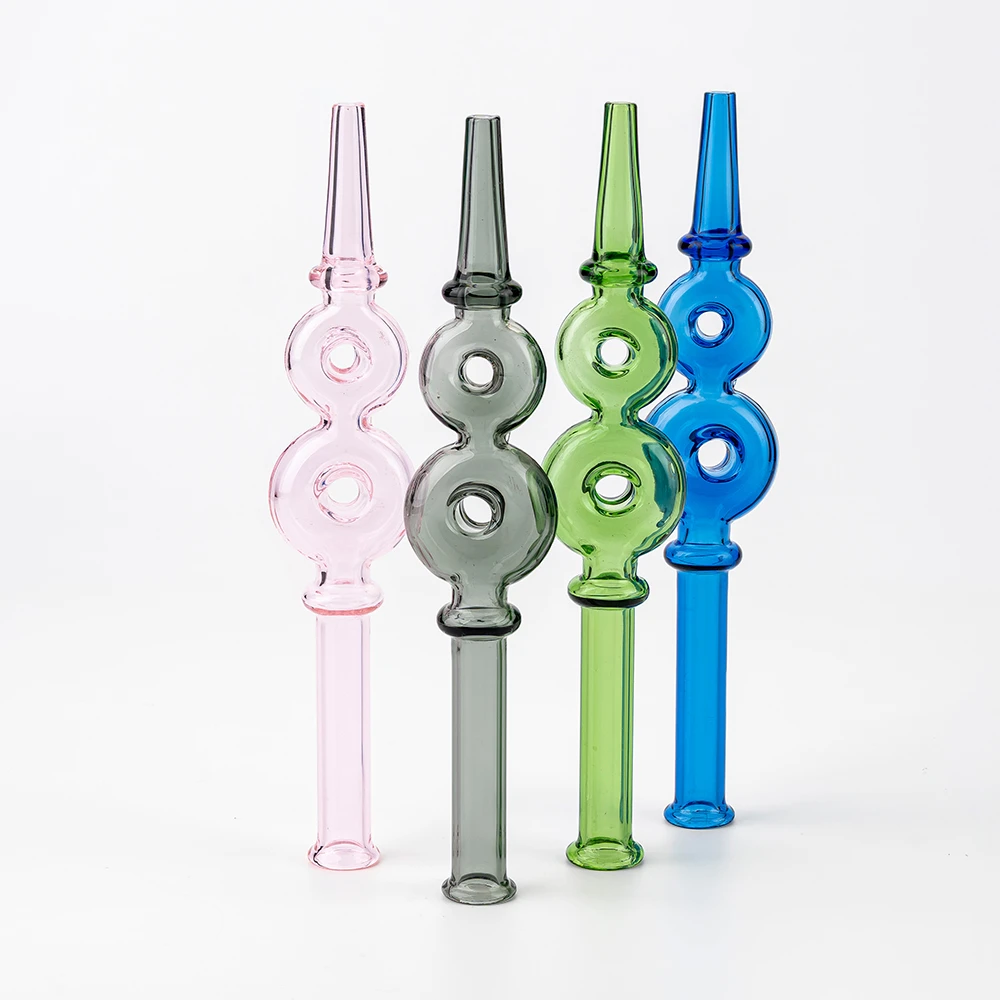 Double Ring Hollow Hole Glass Straw Nectar Collector