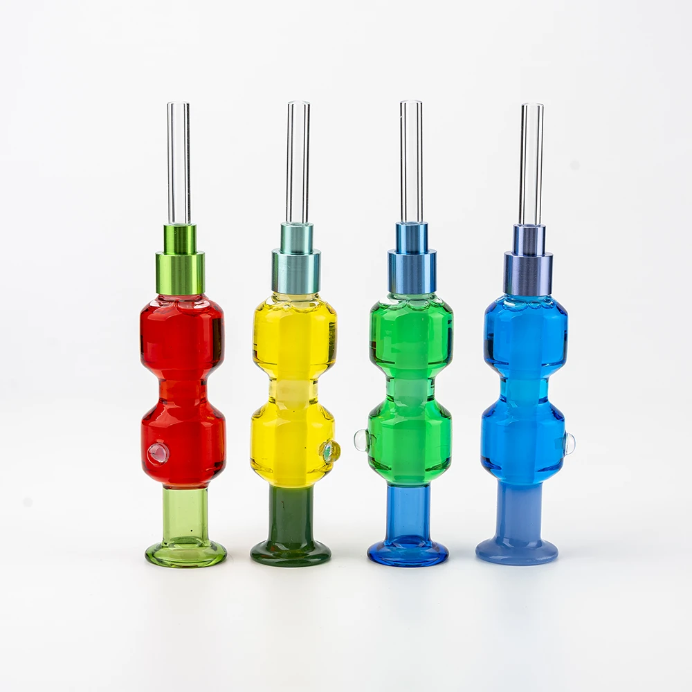 Solid Color Double Cube Standing Glass Oil Nectar Collector