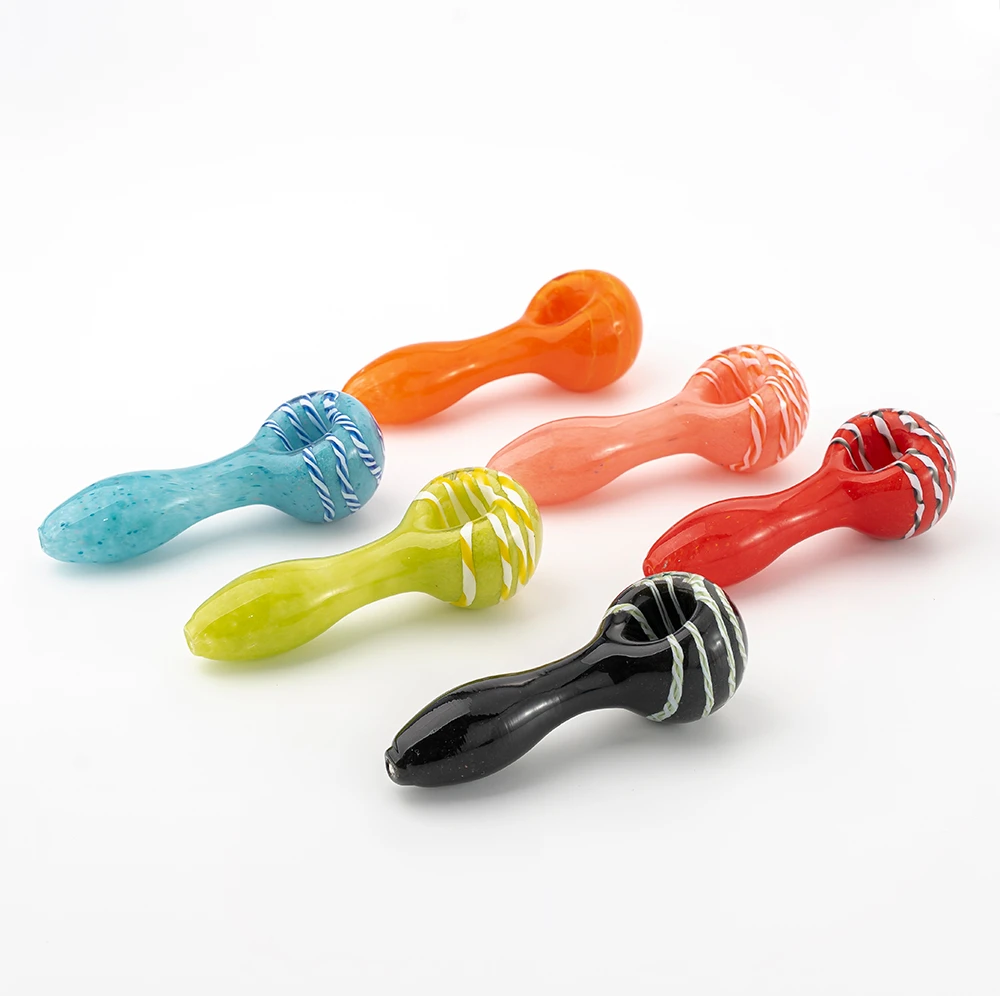 Striped Handmade Spoon Glass Pipe Multi-color Set