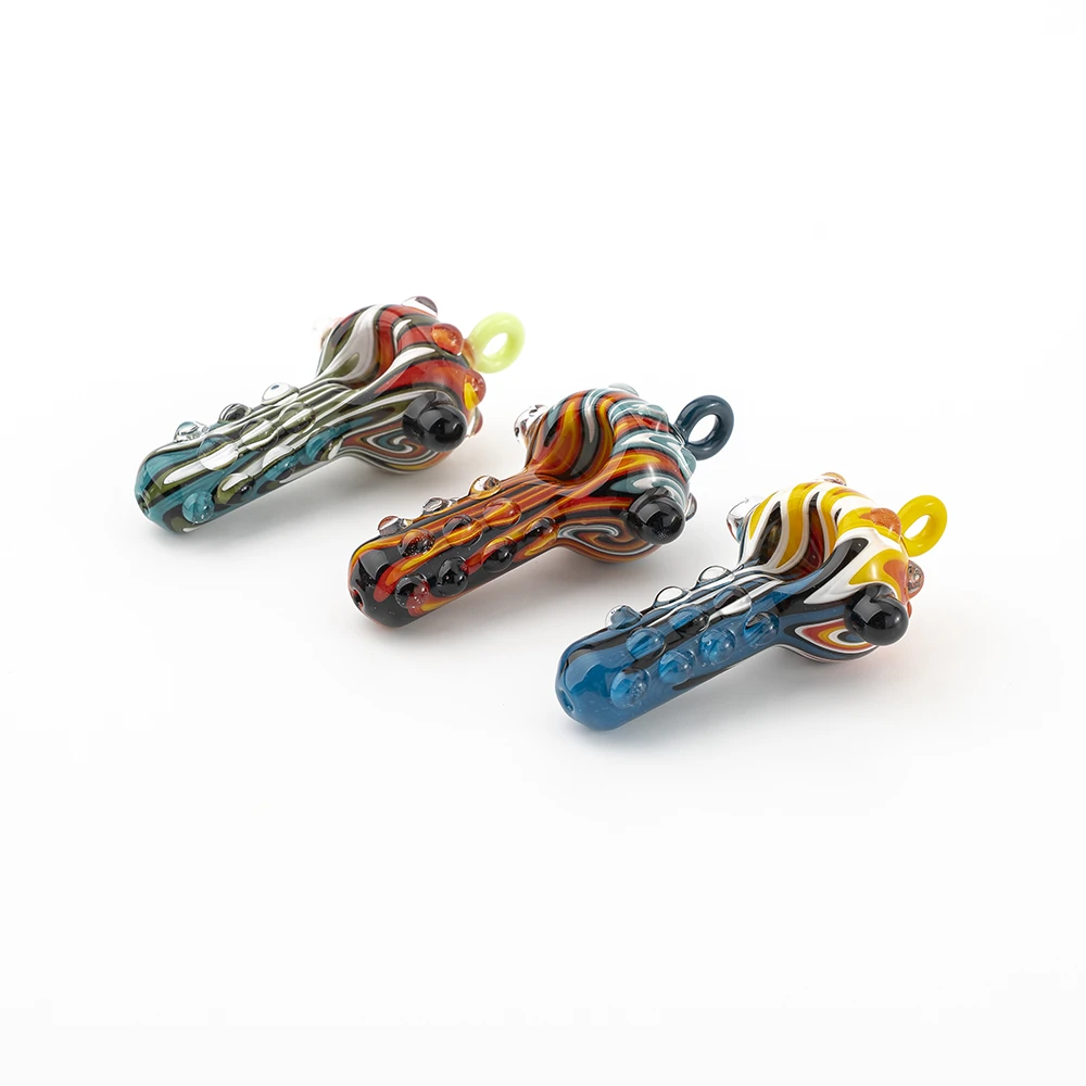 Swirl Handmade Glass Spoon Pipe With Lanyard Loop