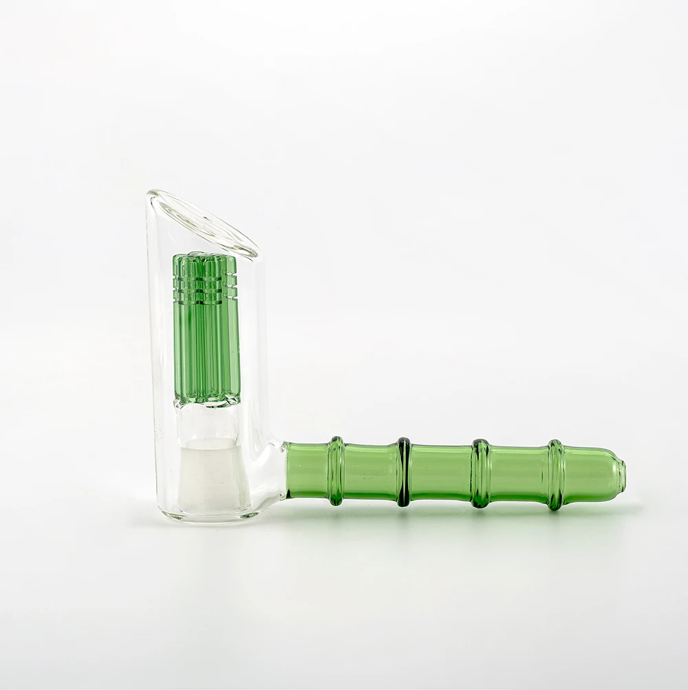 Bamboo Handle Hammer Style Glass Hand Pipe