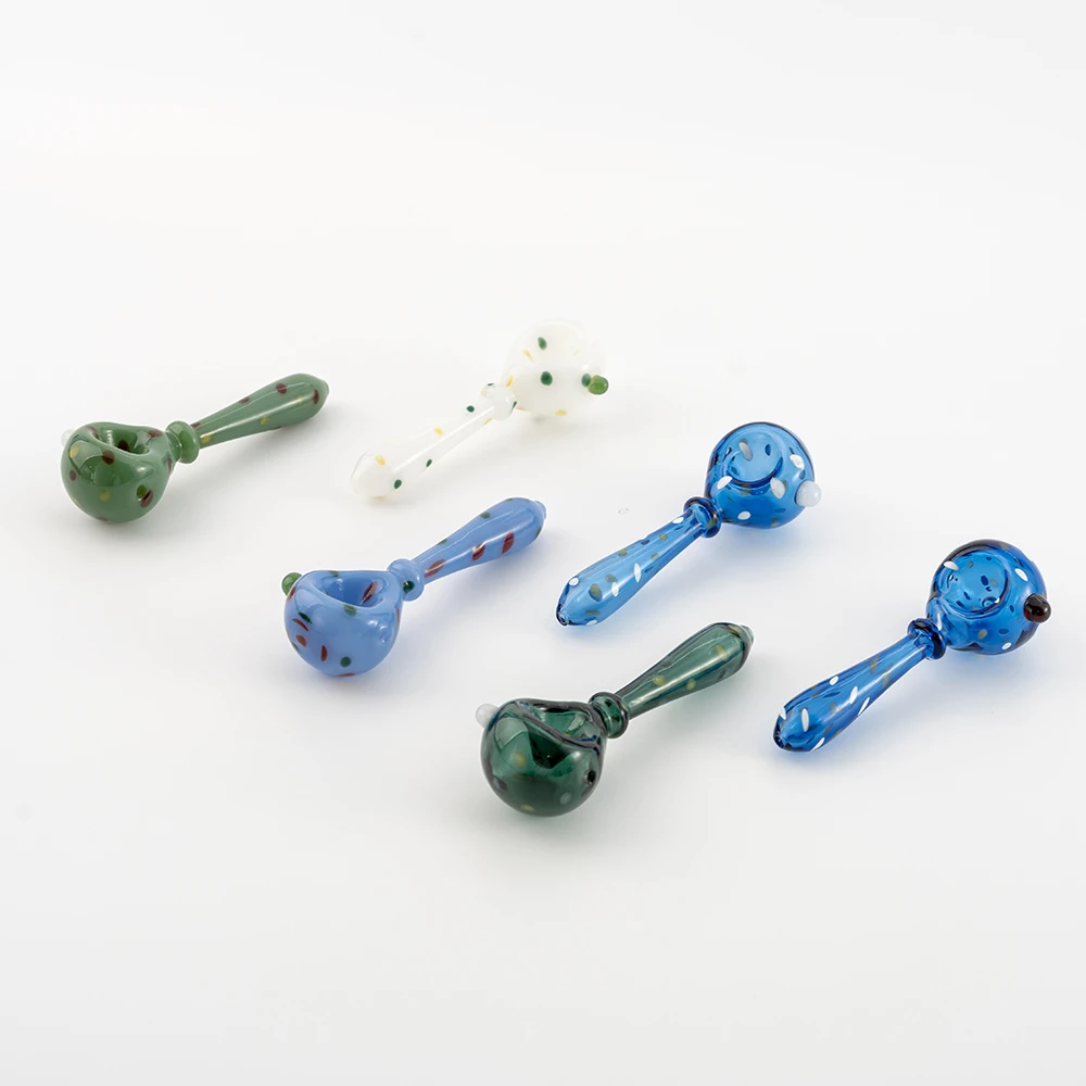 Dot Decorated Hand Blown Glass Pipe