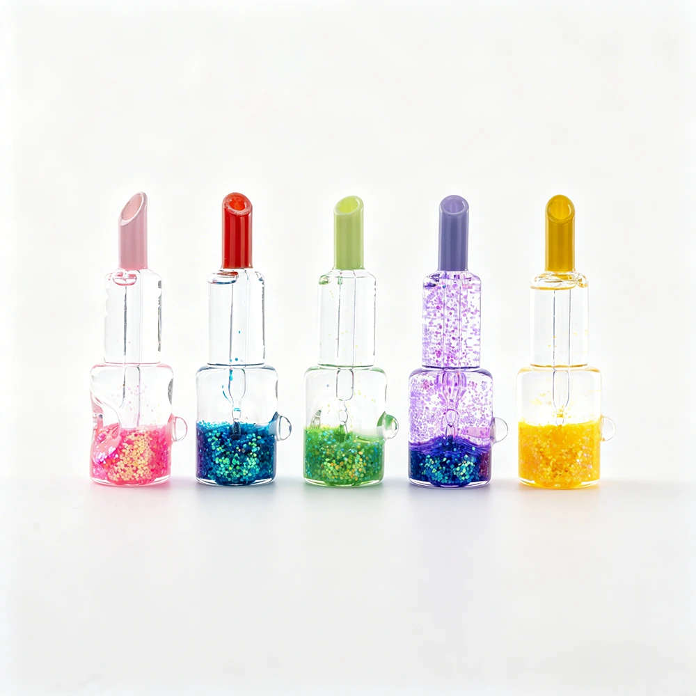 Lipstick Shaped Glitter Glass Oil Rig Pipe