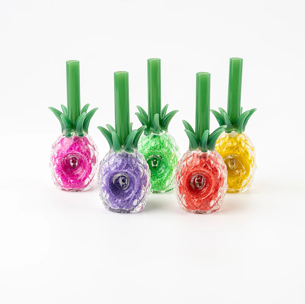 Pineapple Shaped Color Sand Filled Glass Pipe