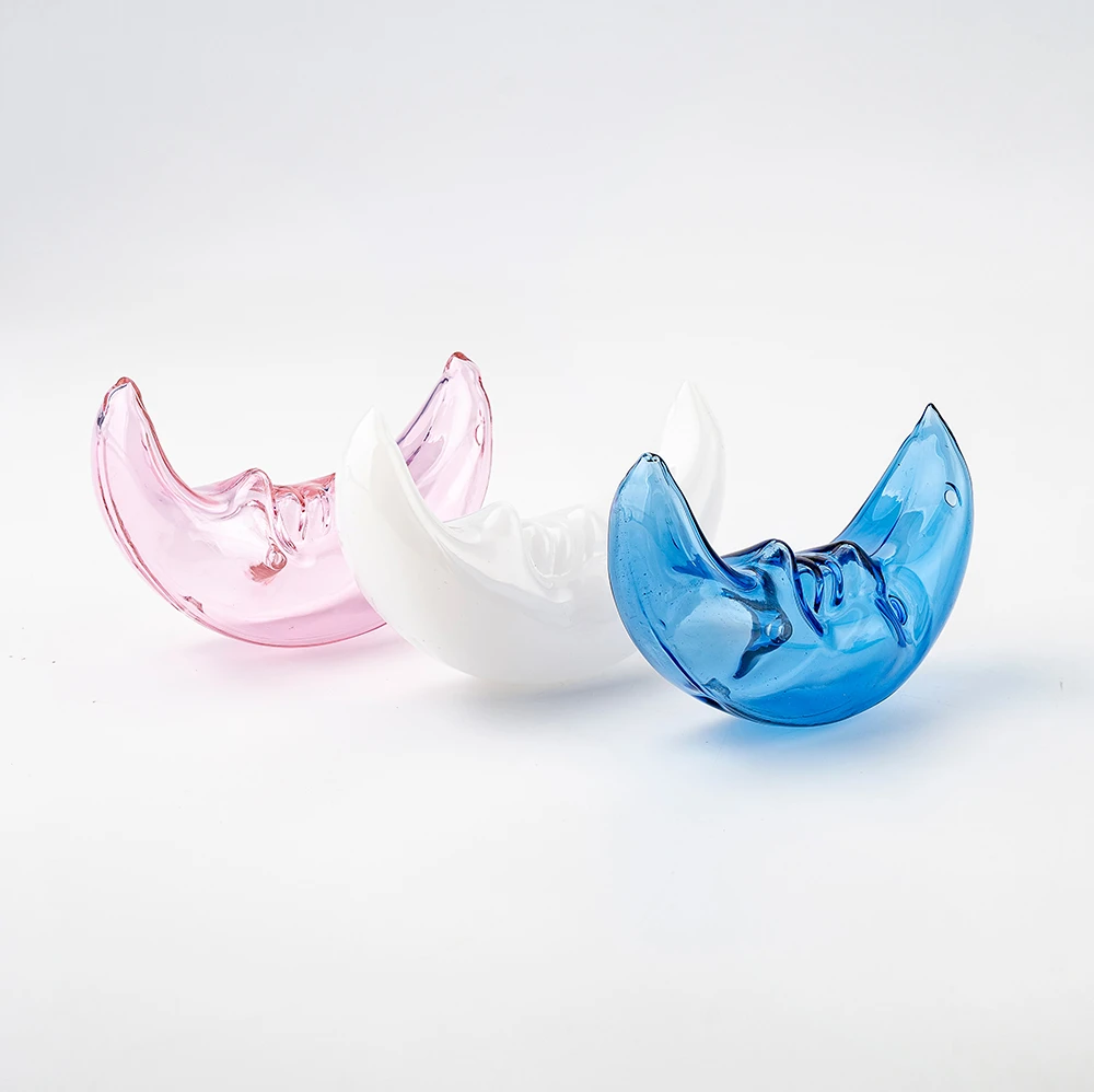 Crescent Moon Face Glass Spoon Hand Pipe