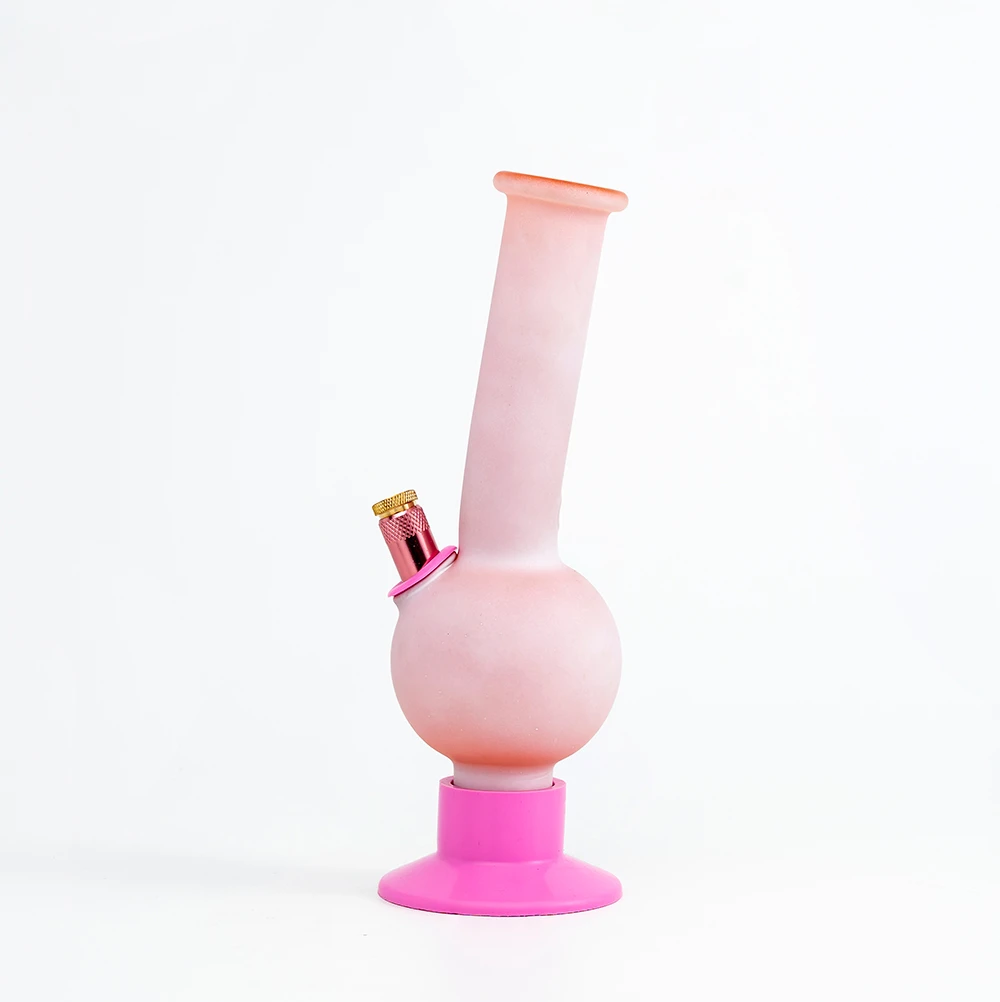 Matte Pink Gradient Glass Bong With Silicone Base