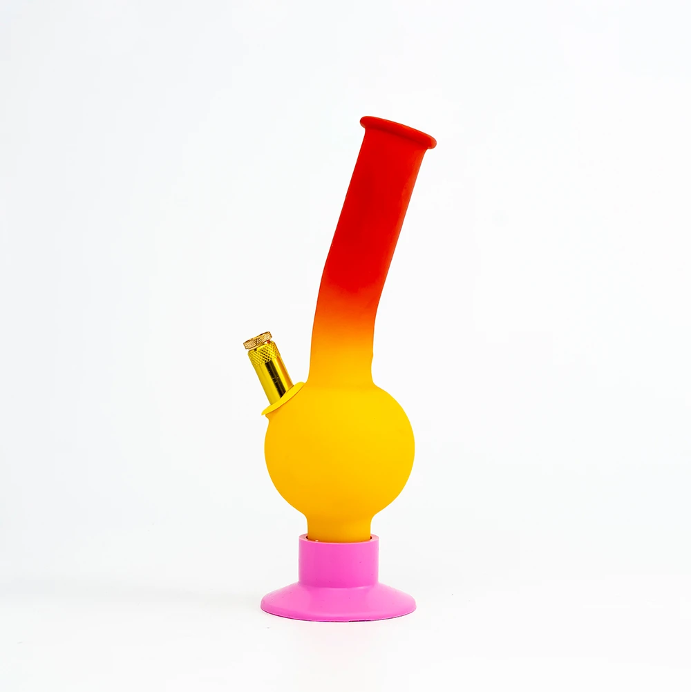 Matte Red‑Yellow Gradient Glass Bong With Silicone Base