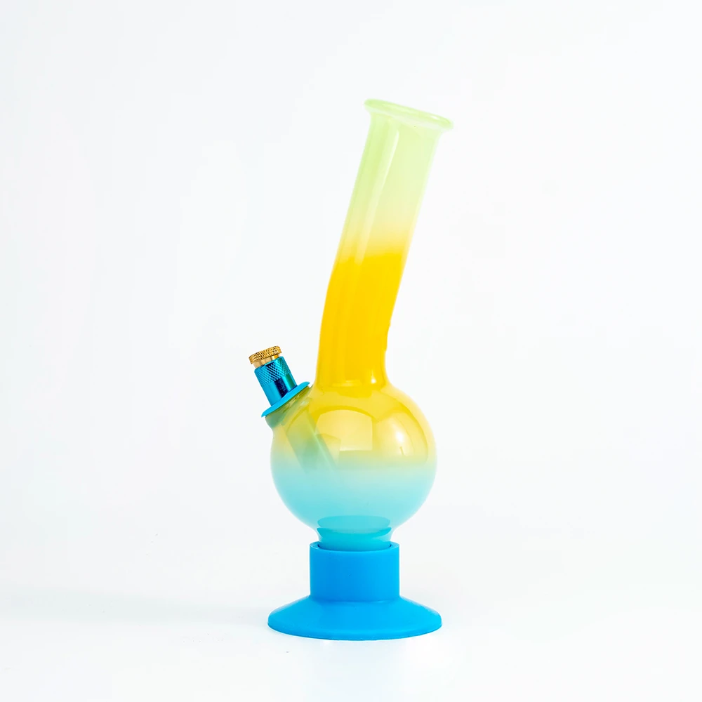 Tri‑Color Gradient Glass Bong With Silicone Base
