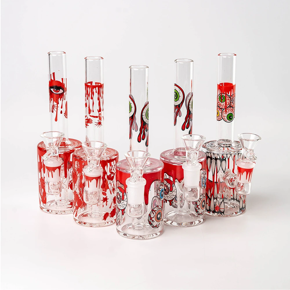 Horror Eyeball Drip Print Glass Bong
