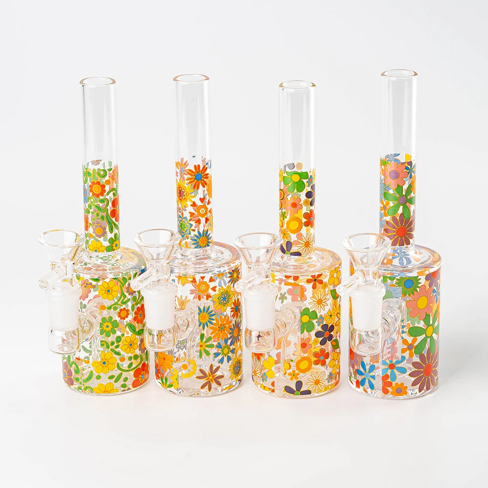Retro Groovy Flower Print Glass Bong